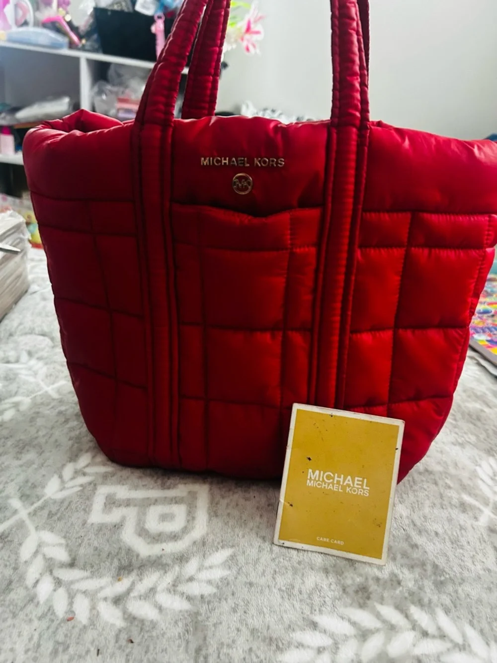 Michael Kors Quilted Small Red Tote Bag